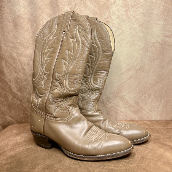 Vintage 90s Hondo Boots El Paso Texas Embroidered Cowboy Walking Boots Rodeo - Picture 1 of 11
